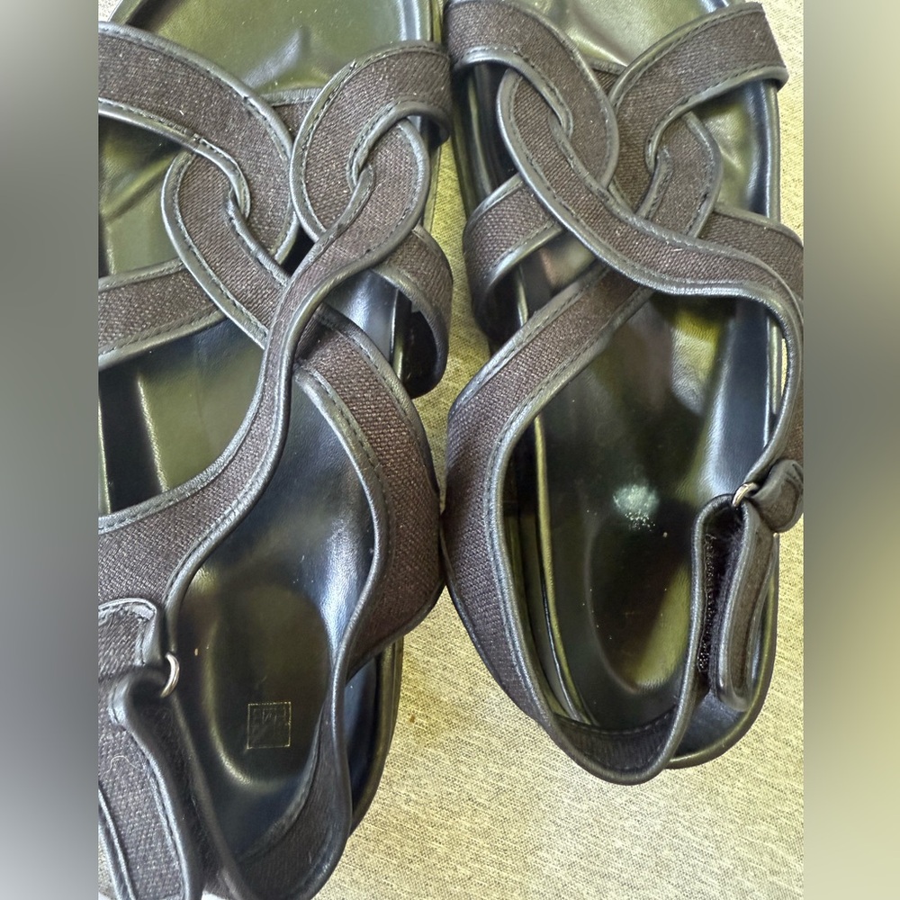 TOTEME canvas leather chunky sandals - Picture 6 of 9